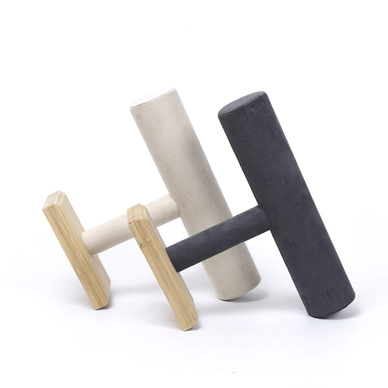 Новый бамбуковый держатель T-Bar для браслетов часов ожерелий ювелирных изделий