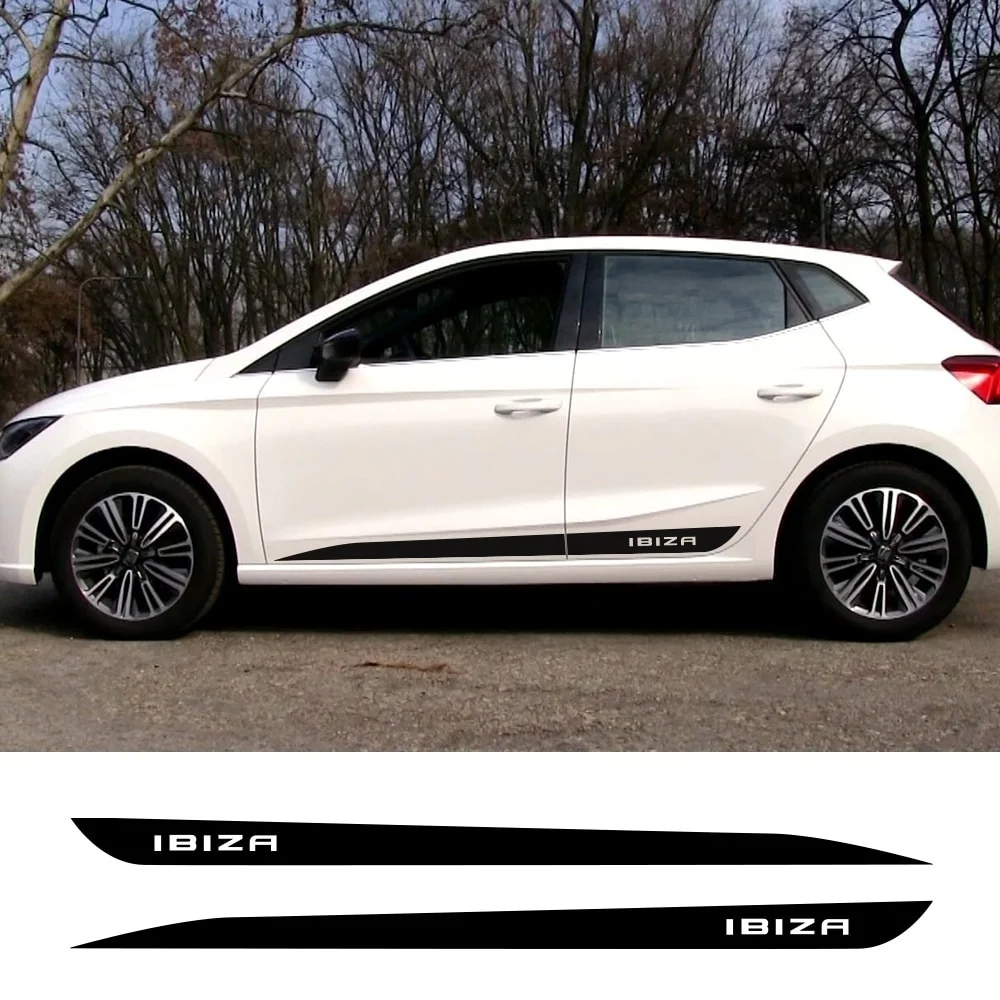 

Наклейка для автомобиля Seat Ibiza, 2 шт., гоночный спортивный флаг, боковая юбка, полоски, декор для кузова, аксессуары для тюнинга автомобиля