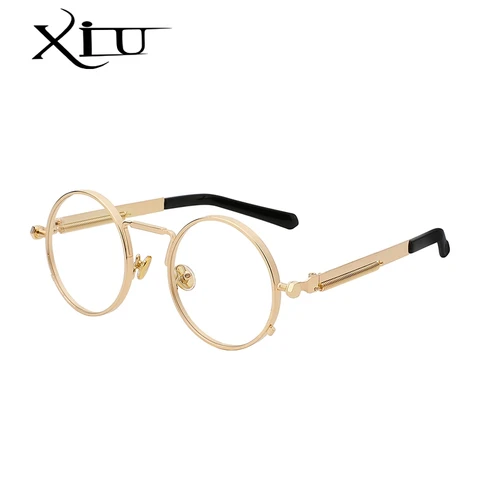Солнечные очки XIU в стиле стимпанк для мужчин и женщин, винтажные солнцезащитные аксессуары в круглой металлической оправе, брендовые дизайнерские UV400