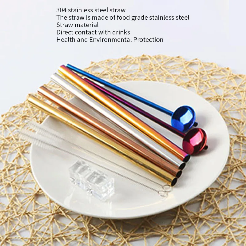 6 шт./компл. многоразовые соломинки из нержавеющей стали прочные изогнутые прямые