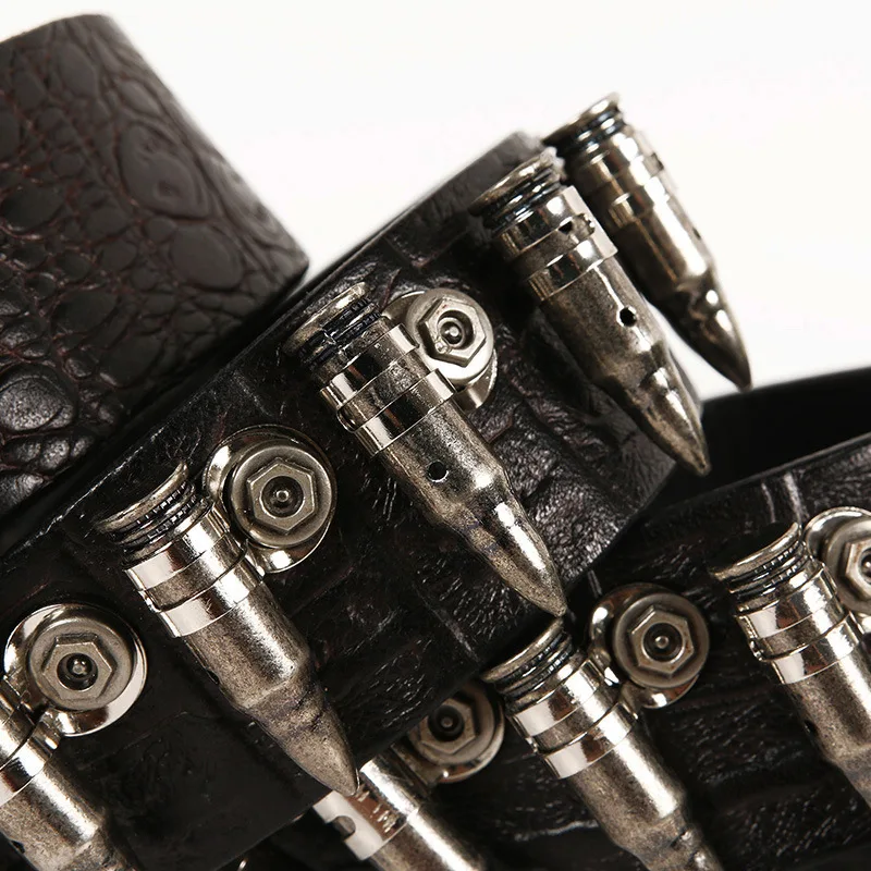 

Hip Hop Rock Heavy Metal Bullet Rivet Men's Belts, Personalized Decorative Waist Strap