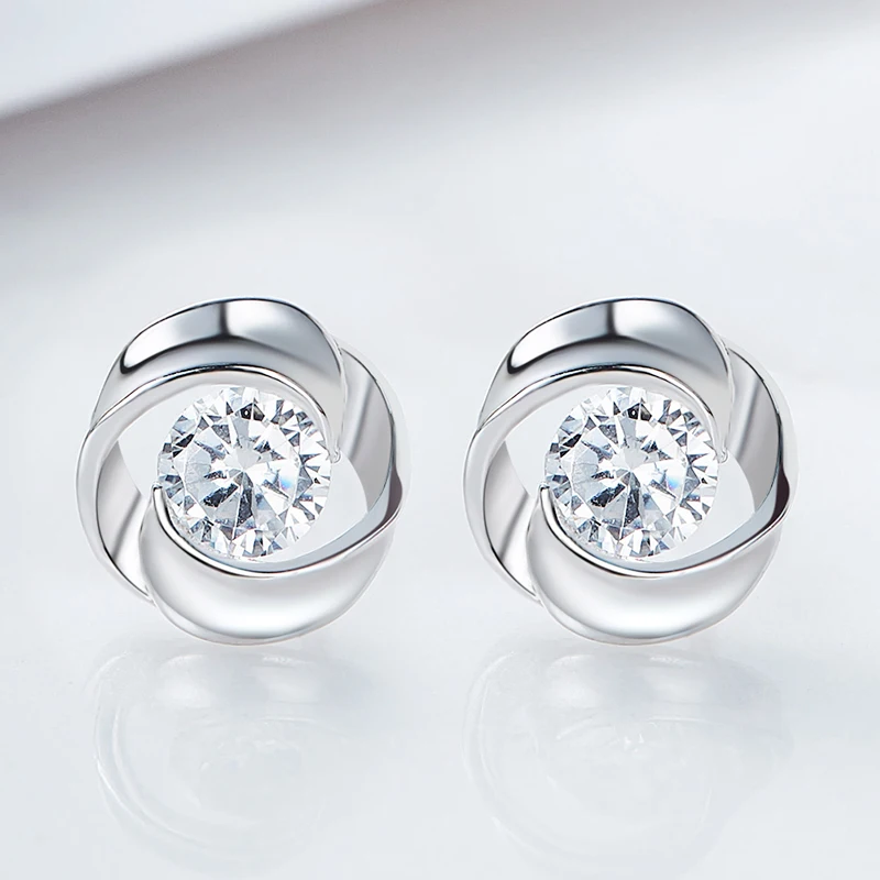 Cdyle брендовые Роскошные ювелирные изделия 925 пробы Серебряная роза цветок формы серьги с цирконием кубической огранки Для женщин модные серьги