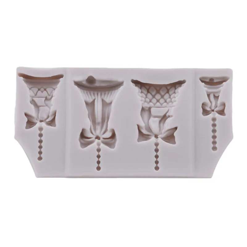 

4 Hole Christmas Bells Bow 3D DIY Silicone Mold Fondant Cake Decorating BTools Baking Fondant Chocolate Jelly SugarCraft Tools