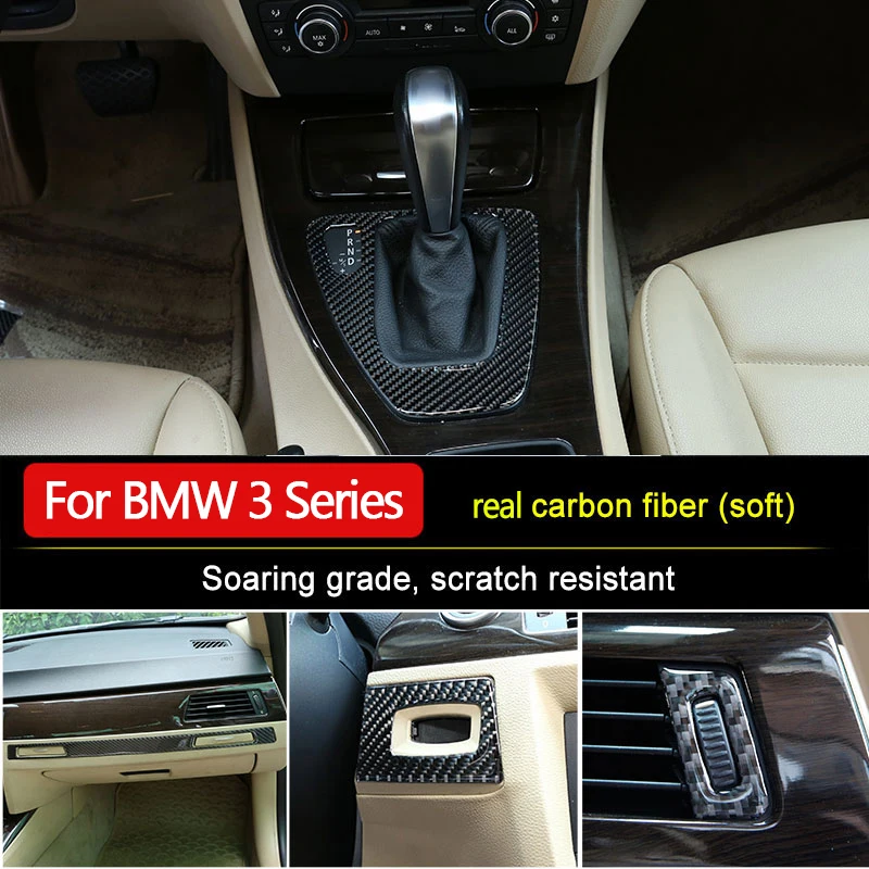 

Real Carbon Fiber Car Interior steering wheel Decoration Stickers Accessories For BMW E90 3 Series 2005-2012