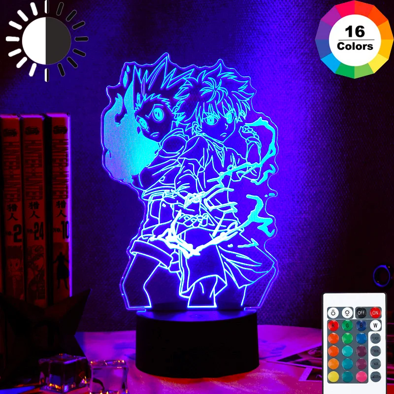 Anime Decor Table Lamp X Hunter LED Night Light with 16 Colors Remote Child Bedroom Desk Acrylic Cartoon Lampe | Лампы и освещение