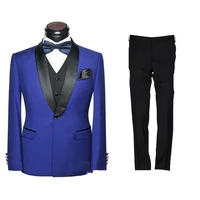 2020 latest design blue three pieces wedding men suits slim fit groom best man tuxedos business prom dressjacketpantsvest