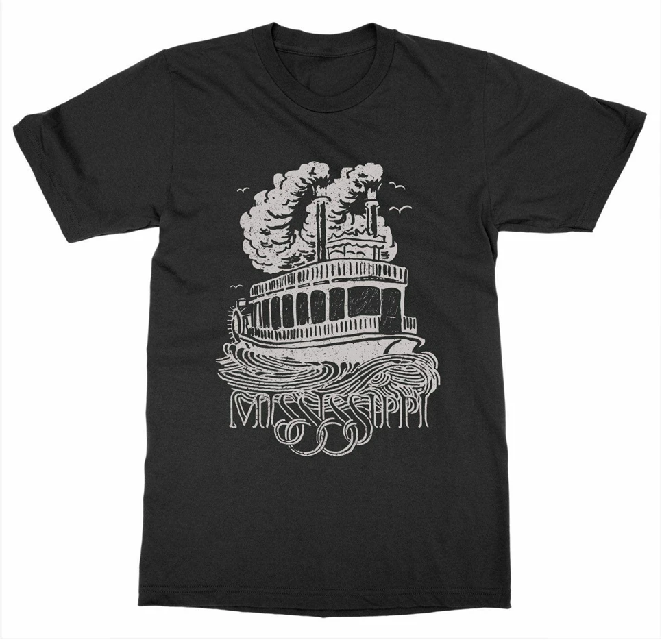 Mississipi &quotsteamboat&quot Футболка США патриот столица новая забавная футболка | Мужская