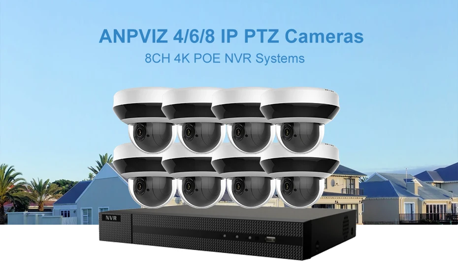 Hikvision H.265 8CH POE NVR комплект наружная CCTV система безопасности 4MP 4X Zoom PTZ ip-камера P2P комплект видеонаблюдения