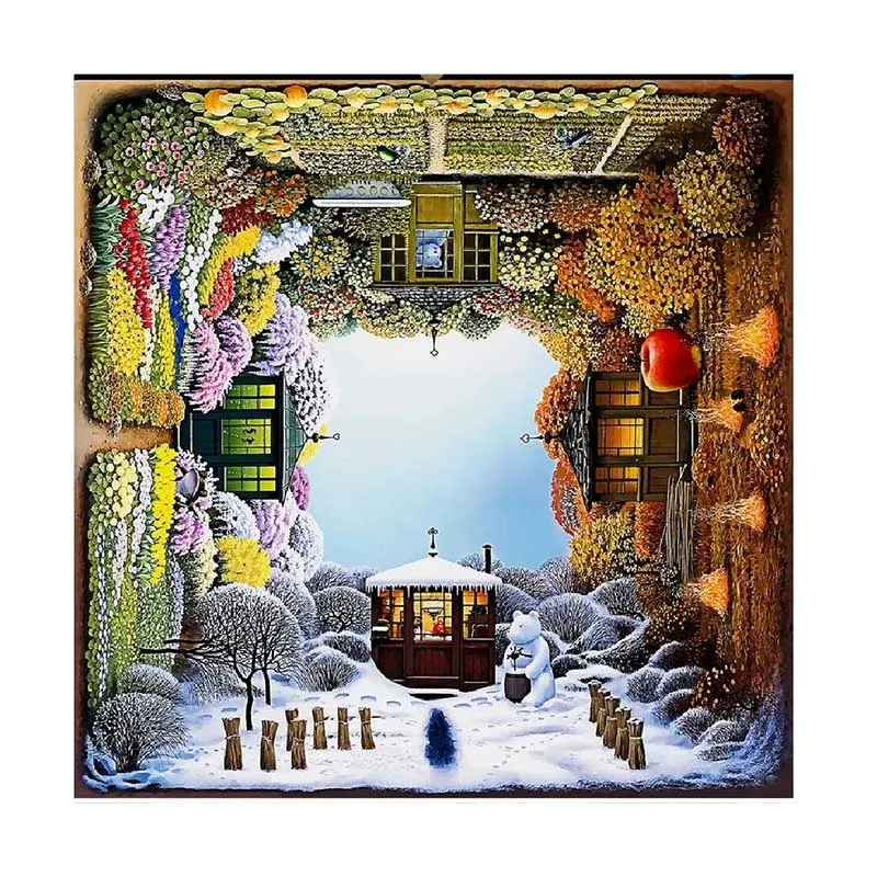 

DIY Oil Painting Four-section Rotating Decorative Coloring Set by Numbers Art Paint by Number Spring Summer Autumn Winter Cotton