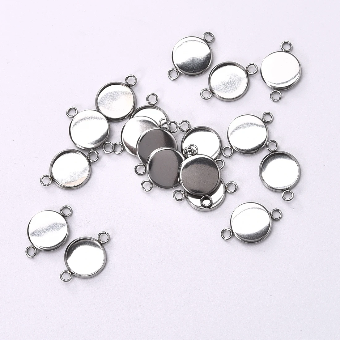 Коннектор из нержавеющей стали для кабошонов базовая комплектация Пустой Лоток