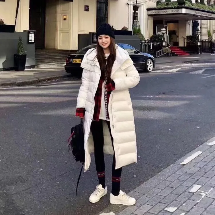 AYUNSUE зимнее пальто женская куртка 90% на белом утином пуху женское длинное пуховое