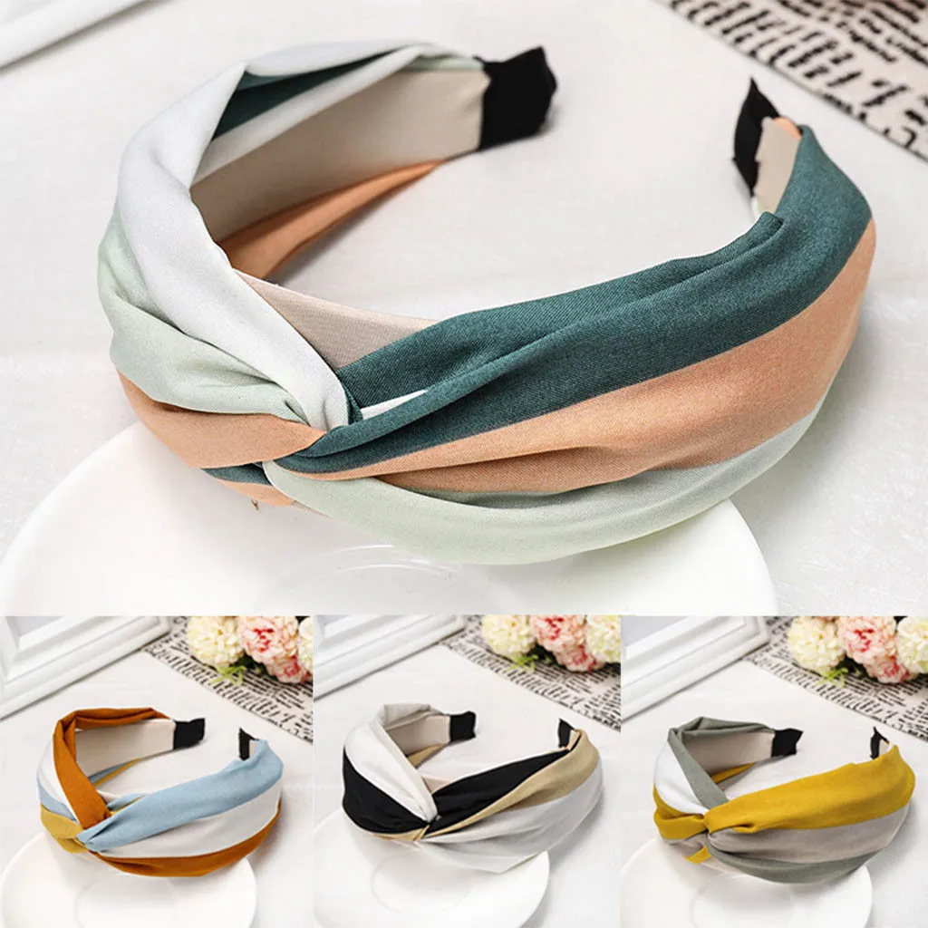 

2019 New Arrival Patchwork Bow Knot Hairband Women Fashion Hair Head Hoop Simple Sweet Girls Hair Headband femme haarbanden 03*