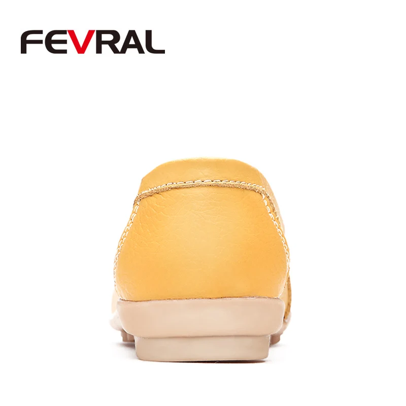 Модные женские мокасины FEVRAL из натуральной кожи без шнуровки с острым носком на