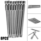 8 шт. отвертка набор сверл 100 мм долпонительные Удлиненные шестигранных бит безопасности набор для защиты от взлома магнитная головка с плоской головкой