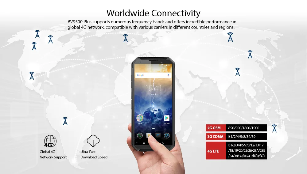 Blackview BV9500 Plus Helio P70 восьмиядерный смартфон 10000 мАч IP68 Водонепроницаемый 5,7 дюймов FHD 4 Гб+ 64 ГБ Android 9,0 мобильный телефон