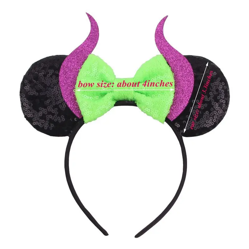 Новый уши Минни-Маус Хеллоуин женский фестиваль Дьявол Рог повязка Блестящий