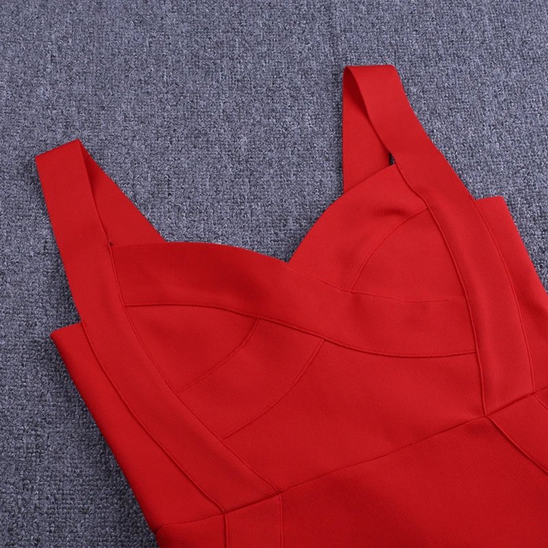 Женское облегающее платье миди Ocstrade красное Бандажное на тонких бретельках