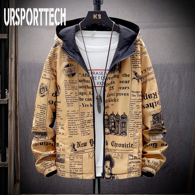 Весенне осенняя тонкая ветровка мужская двусторонняя уличная куртка с буквенным