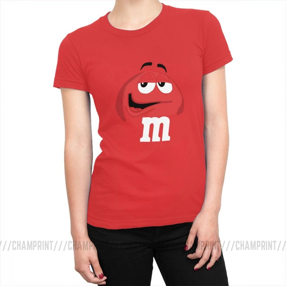 Красный M& M's Chocolate Candy, топы, футболки с персонажем, Новая модная женская футболка, Harajuku, хлопковая Футболка для женщин, забавная одежда - Цвет: Красный