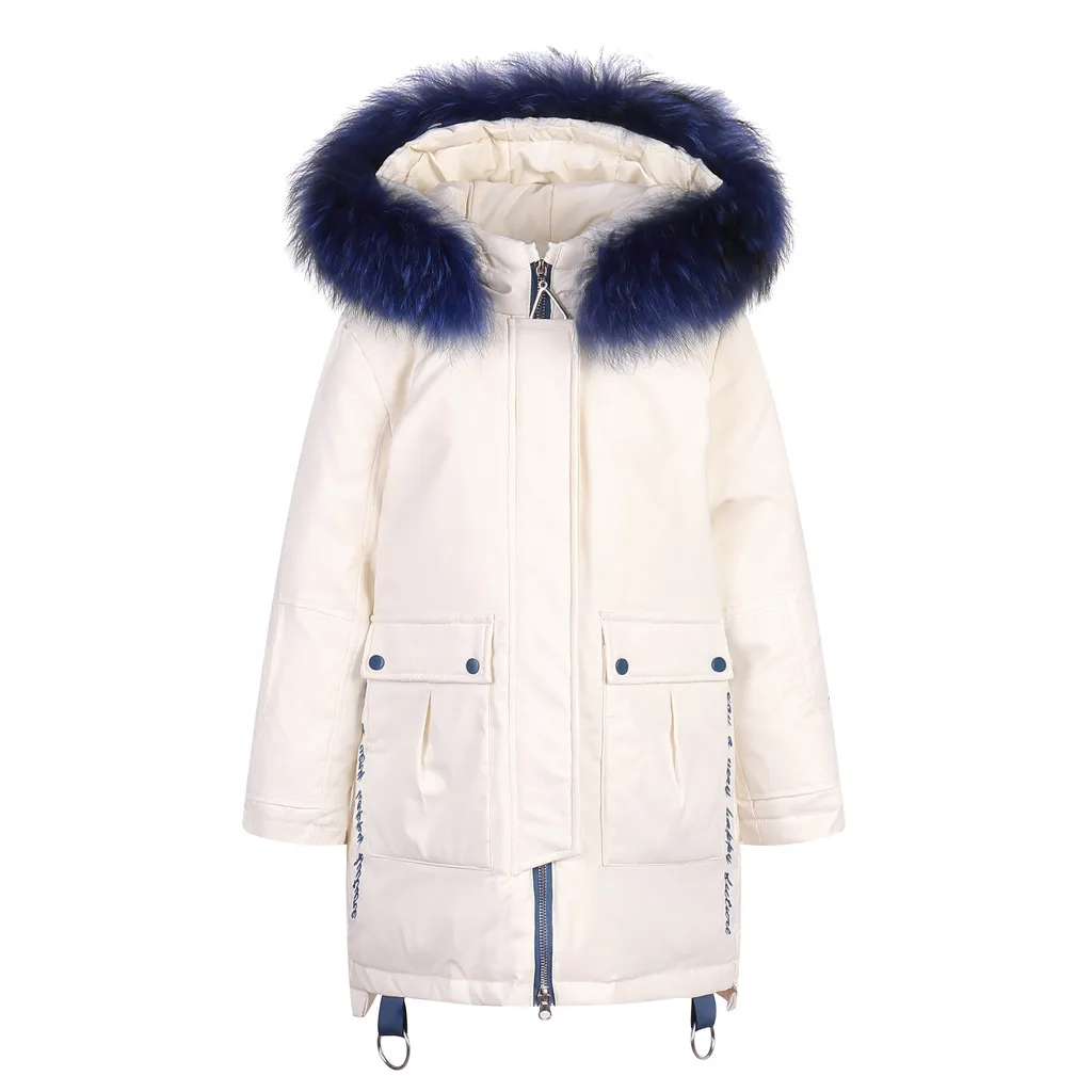 Зимняя куртка детское пуховое пальто с искусственным капюшоном Стеганое Зимний