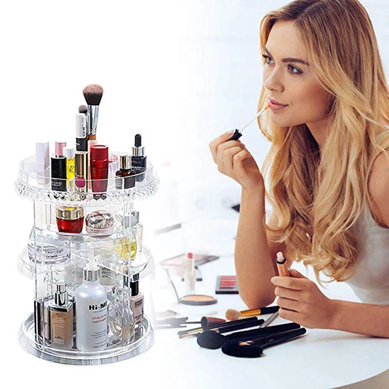 Вращающийся на 360 градусов косметический Органайзер коробка для хранения помады
