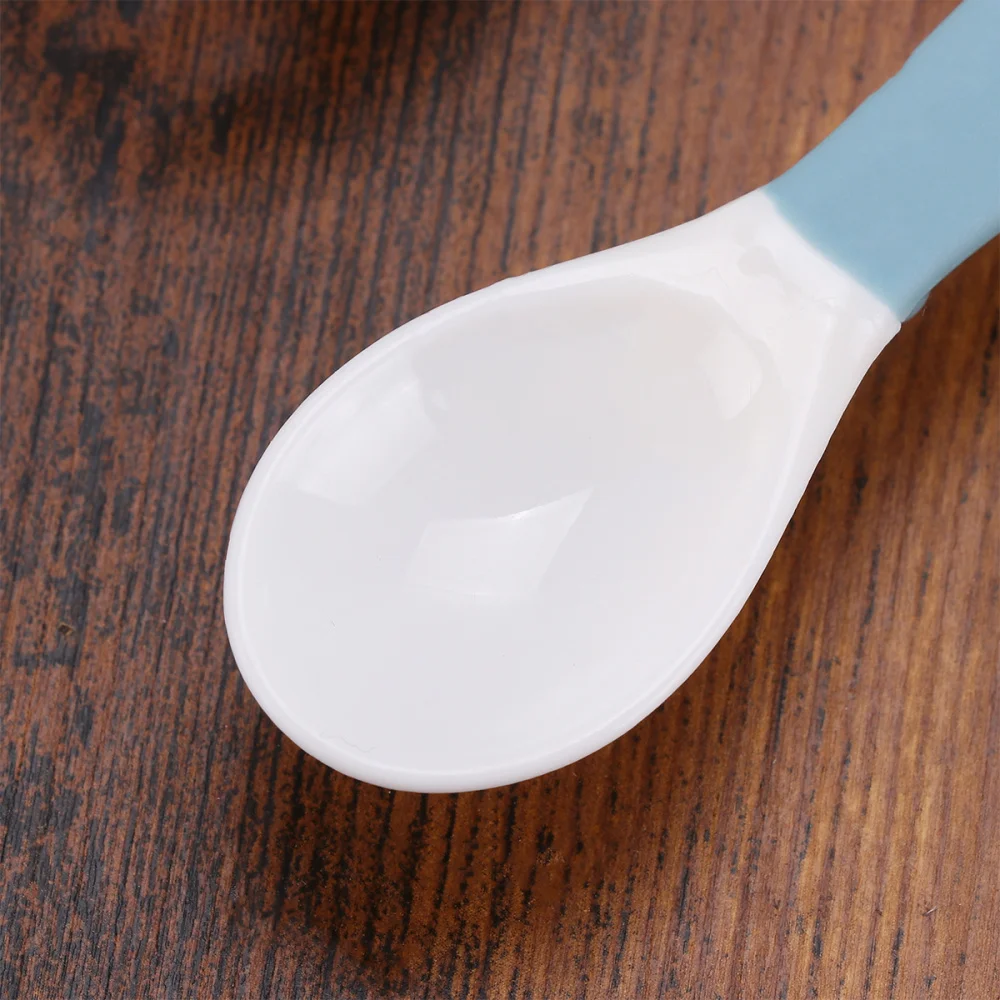 

1 Set Baby Spoon and Fork Feeding Tableware Practice Feeding Tools for Infant Baby (Misty Blue + Storage Box)