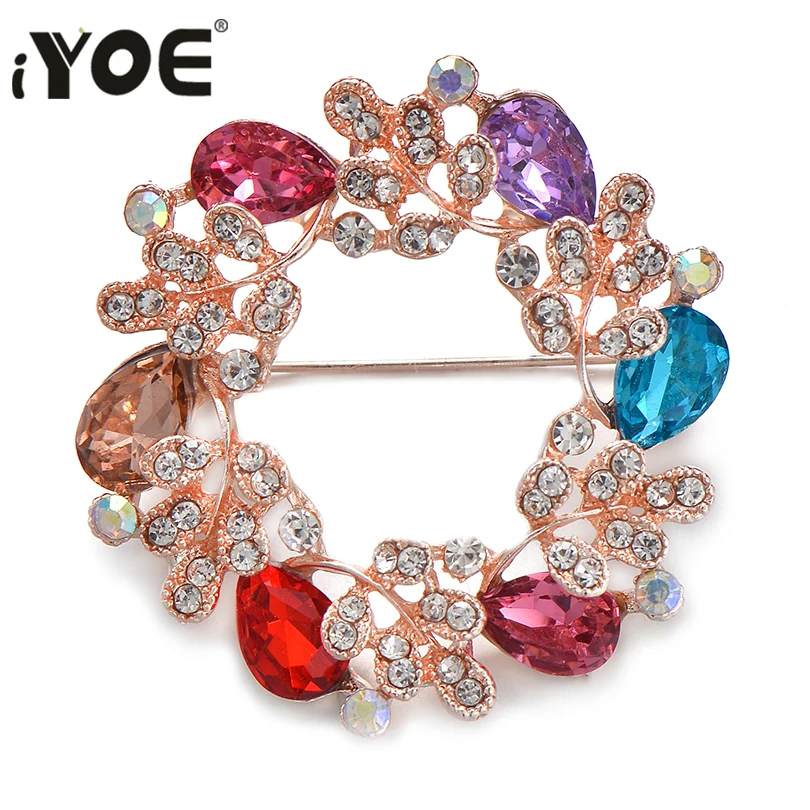 Женская брошка и заколка IYOE цветная круглая с кристаллами|Броши| |
