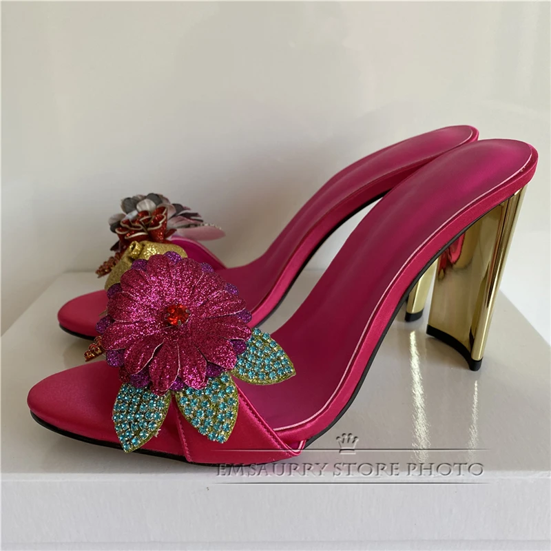 Туфли вечерние атласные на высоком каблуке блестящие украшенные блестками