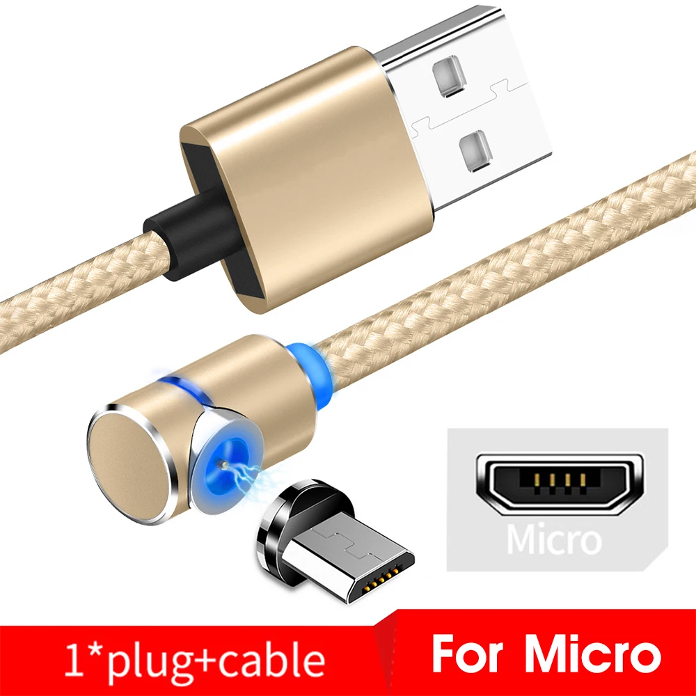 Магнитный usb кабель для зарядки для iPhone, быстрая зарядка, кабель для Android, Магнитный провод для samsung, Micro usb type C, кабель для зарядки, шнур для передачи данных - Цвет: Gold For Micro USB