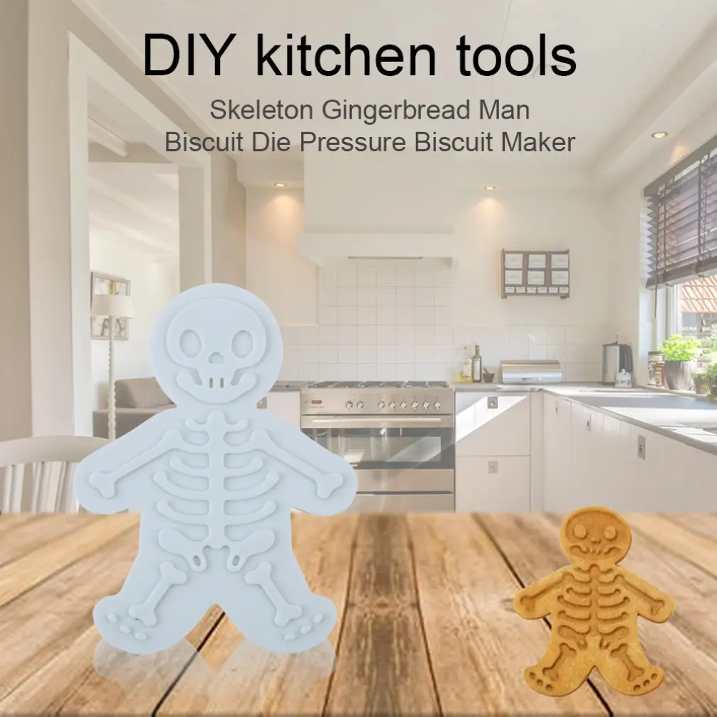 Skeleton Gingerbread Man Biscuit Die Fondant Cake Mould DIY Kitchen Tool Pressure Maker Baking Tools | Дом и сад