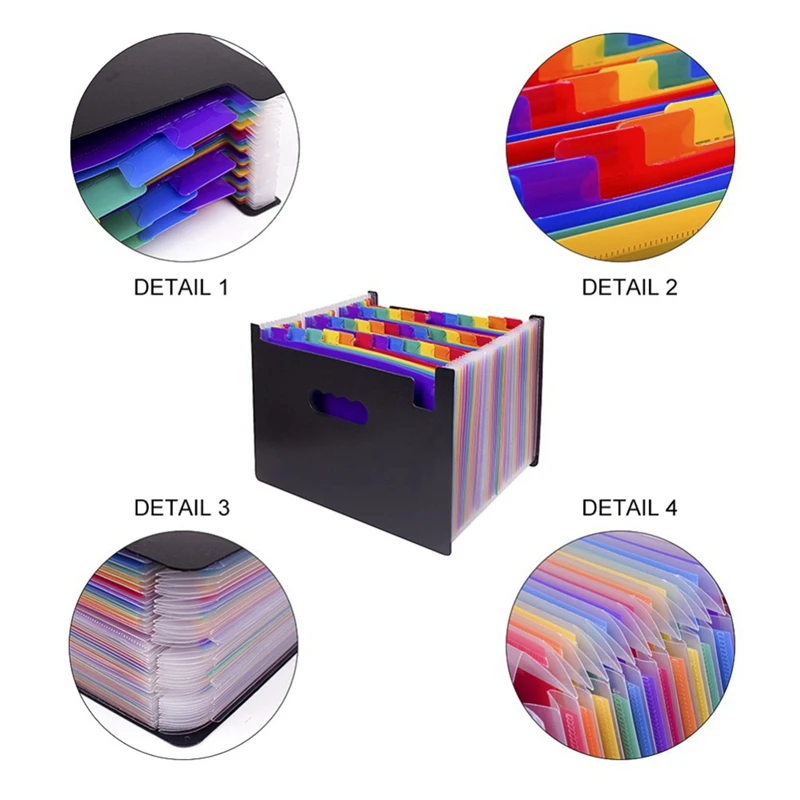 

2PCS 37 Pocket Expanding File Folder A4 Large Plastic Expandable File Organizers with 24 Pocket Extended File Folder