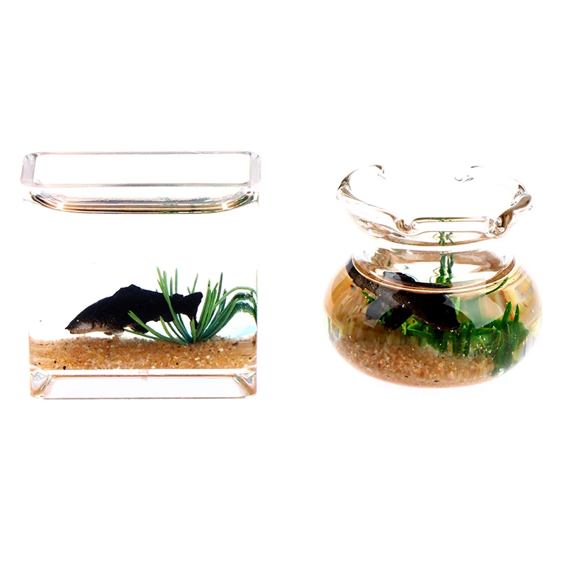 

New Hot! Dollhouse Miniature Glass Fish Tank Bowl Aquarium Doll House Home Ornament Toy For Dollhouse Decoration