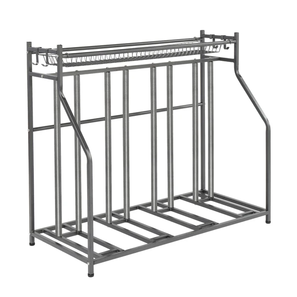 

Three Bike Parking Racks Round Tube Version 4 Hooks 1 Detachable Long Frame Black