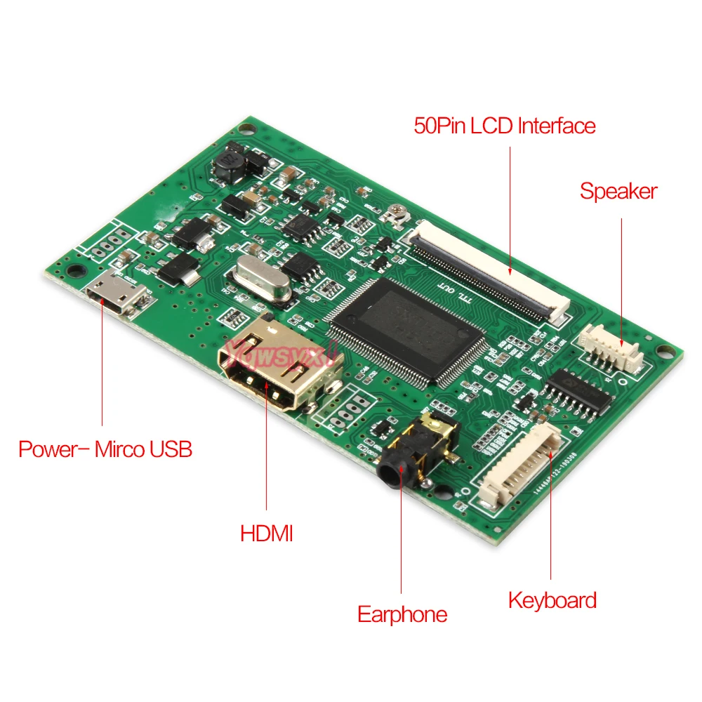 Плата контроллера для жк дисплея TTL HDMI экрана Micro USB 50 Pins 800*480 с экраном