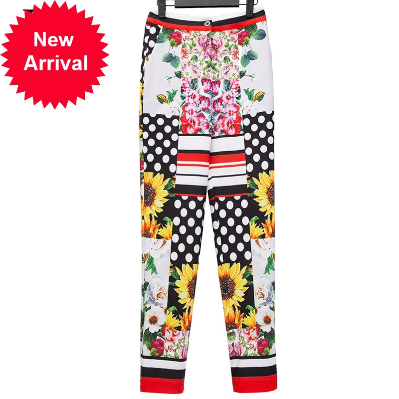 

2021 Designer Summer Fashion Suit Women's Long sleeve Floral print Chiffon Blouse and Pants 2 Two Pieces Set