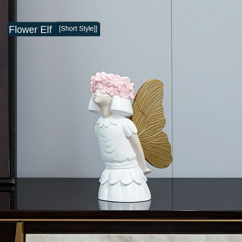 

Flower Vase Home Decoration Resin Angel Girl Portrait Statue Crafts Flowers Pot Floral Abstract Art Adornment Desk Decorations