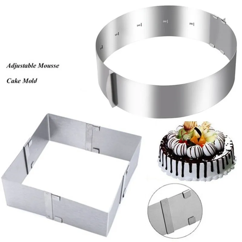 Настройка кольца для мусса 3D, круглые или квадратные формы для выпечки, формы из нержавеющей стали для украшения инструментами.