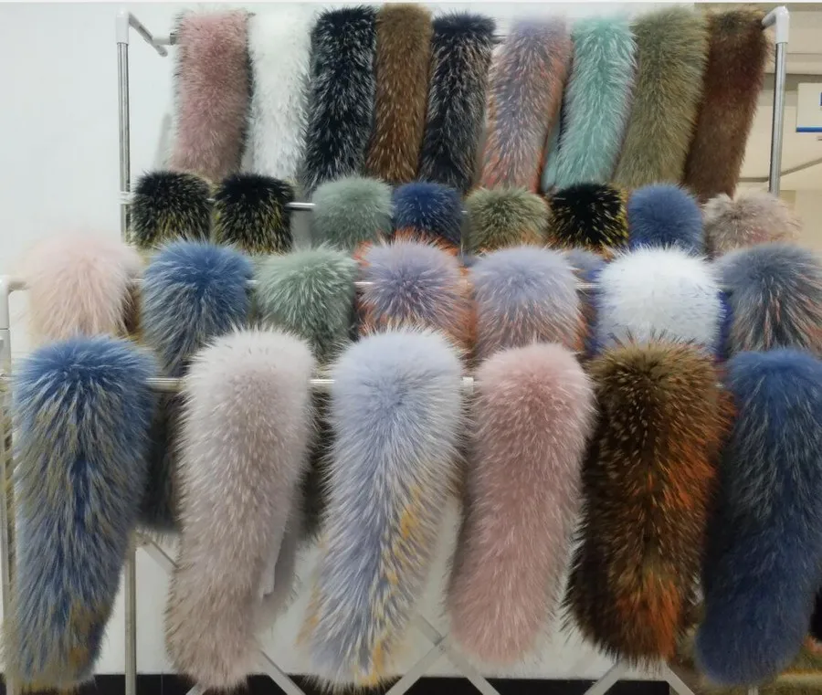 ZDFURS* натуральный меховой воротник для парки Роскошная Верхняя одежда натуральный теплый шарф женский большой мех енота Шарфы мужские куртки 75 см