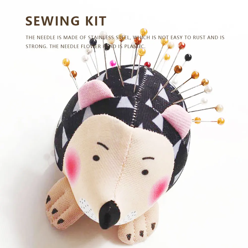 

1PCS DIY Cute Hedgehog Shape Craft Needle Pin Cushion Holder With Wood Bottom Sewing Pin Cushion Home Sewing Tools Accessory