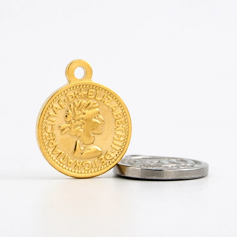 

Gold Color Silver Color Coin pendant Pound Elizabeth Euro 10 cent Coins women necklace charms pendants wholesale 10pcs