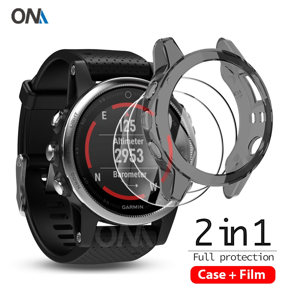 2 + 1 защитный чехол защита для экрана Garmin fenix 5 5S 5X Смарт часы Мягкий из ТПУ защитная