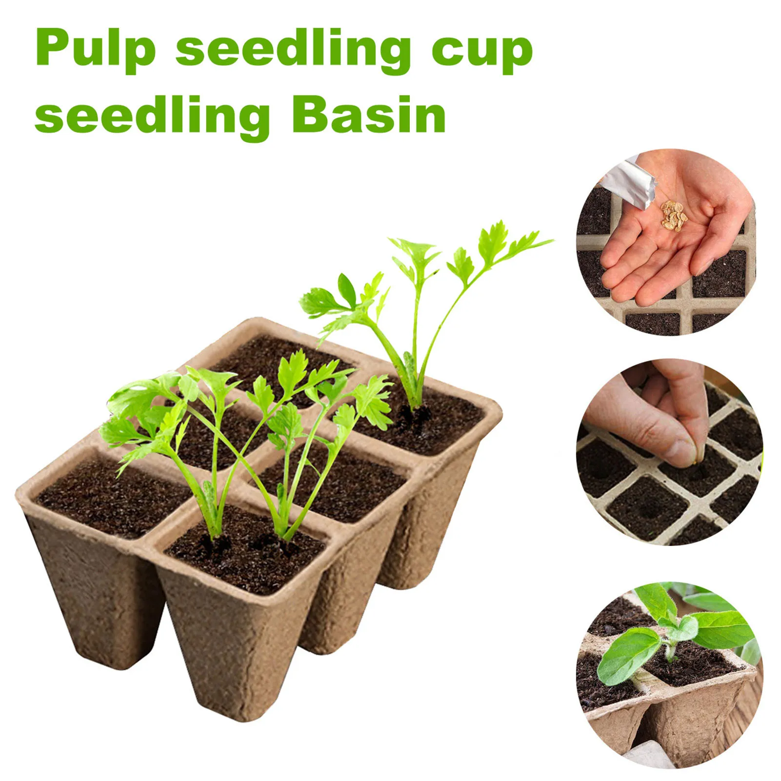 

10/20Pcs Garden Peat Pots 6 Grid Degradable Pulp Plant Seedling Starters Cups Nursery Herb Seed Tray Garden Supplies