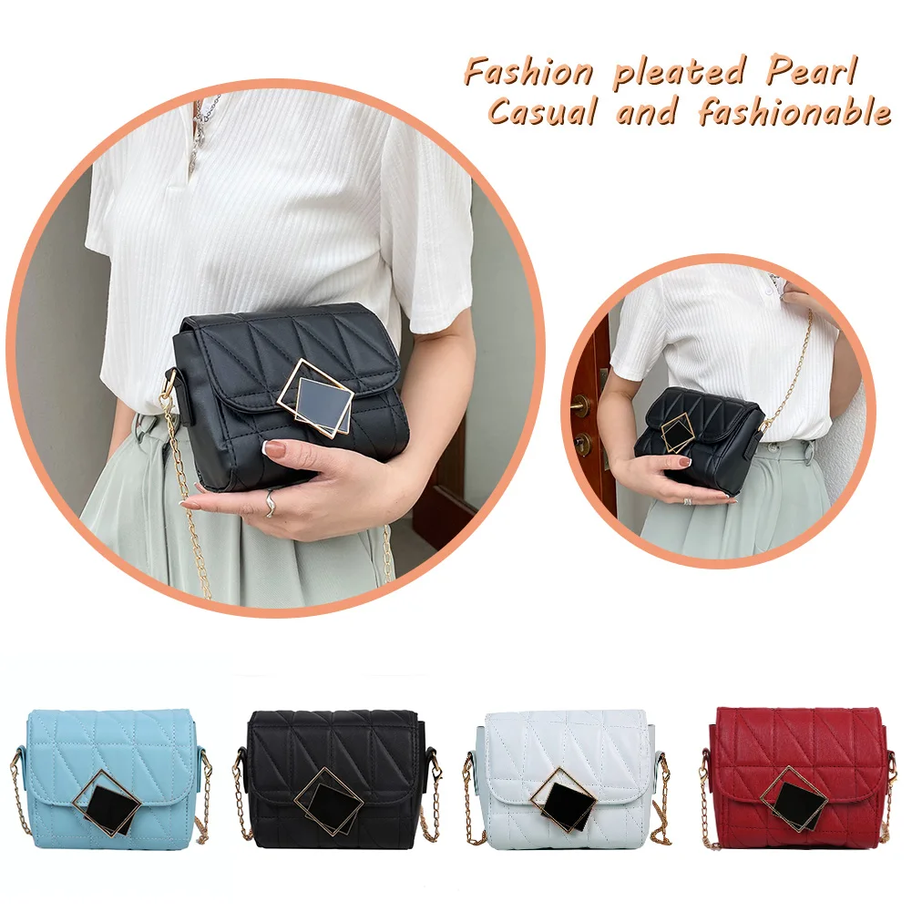 

Модные женские сумки через плечо из искусственной кожи с узором в клетку, сумка-мессенджер, повседневная женская маленькая сумочка на цепоч...