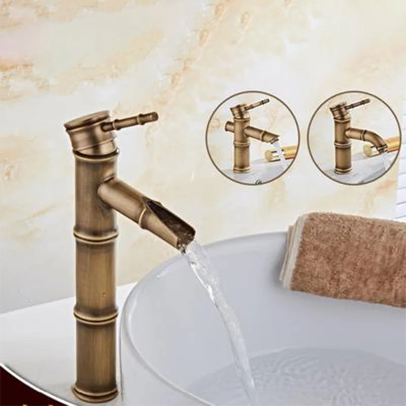 Медный смеситель для горячей и холодной воды в европейском ретро-стиле ванной