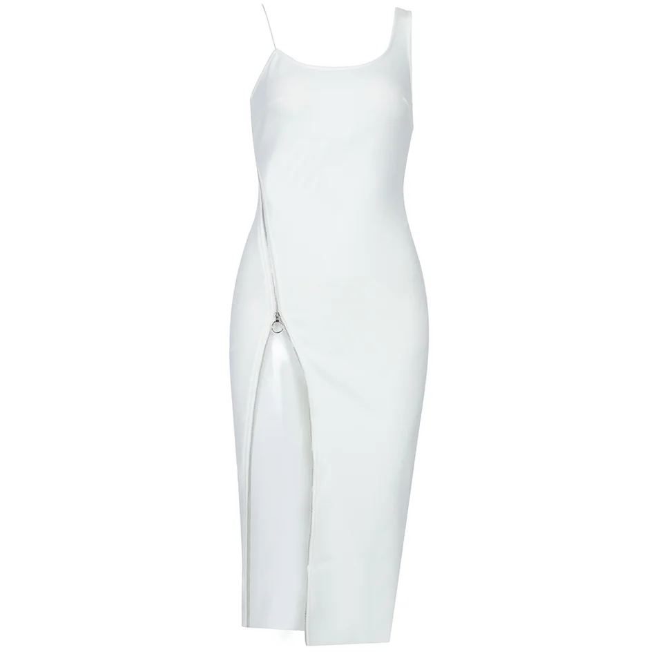 

2020 Summer Women'S New Fashion White Sexy Spaghetti Straps Tight Bandage Dress Bodycon Nightclub Party Runway