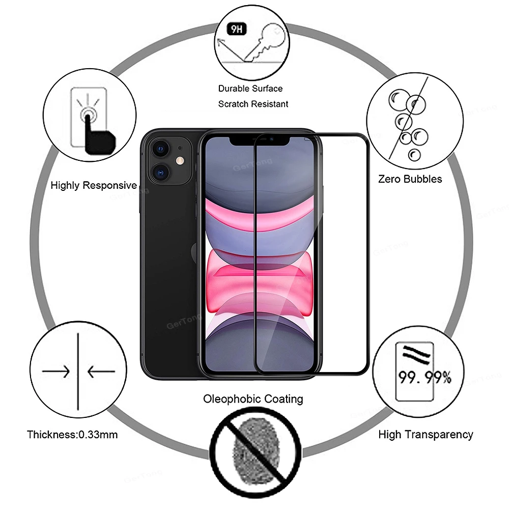 Full Cover Tempered Glass For iPhone 7 8 6 Plus XS Max XR X 11 12 14 Pro Max SE 2020 Screen Protector 10H Protective Glass Film