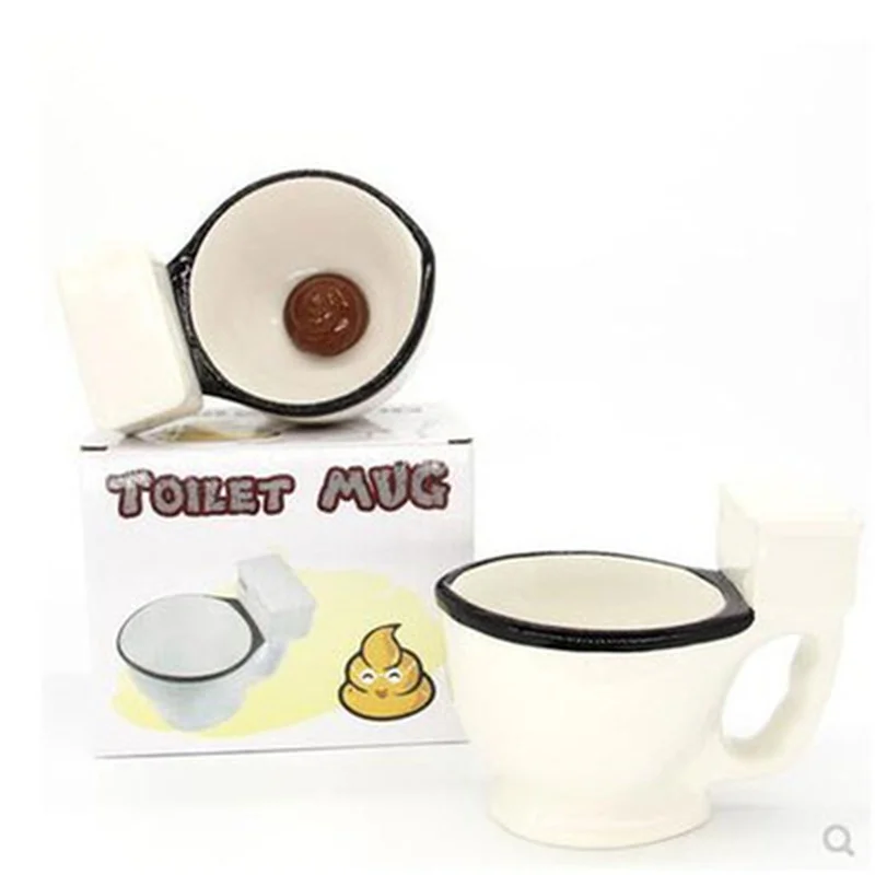 

New Handle Tea Milk Ice Cream Juice Cup Breakfast Travel Birthday Gift 300ml Creative Toilet Ceramic Coffee Cup