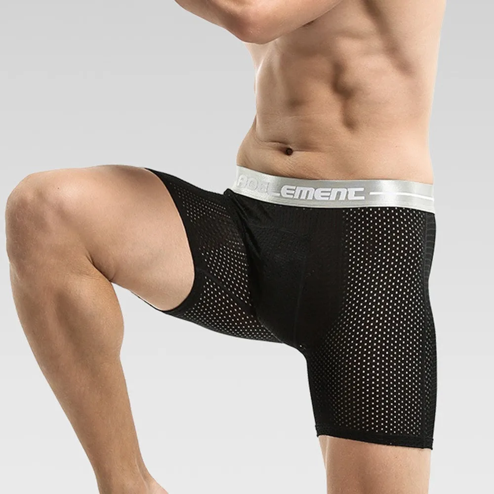

2021 New Men Underwear Sexy Elastic Slim Lengthen Boxer Panties Seamless Shorts Sport Quick Drying Underwear Men Ropa Interior