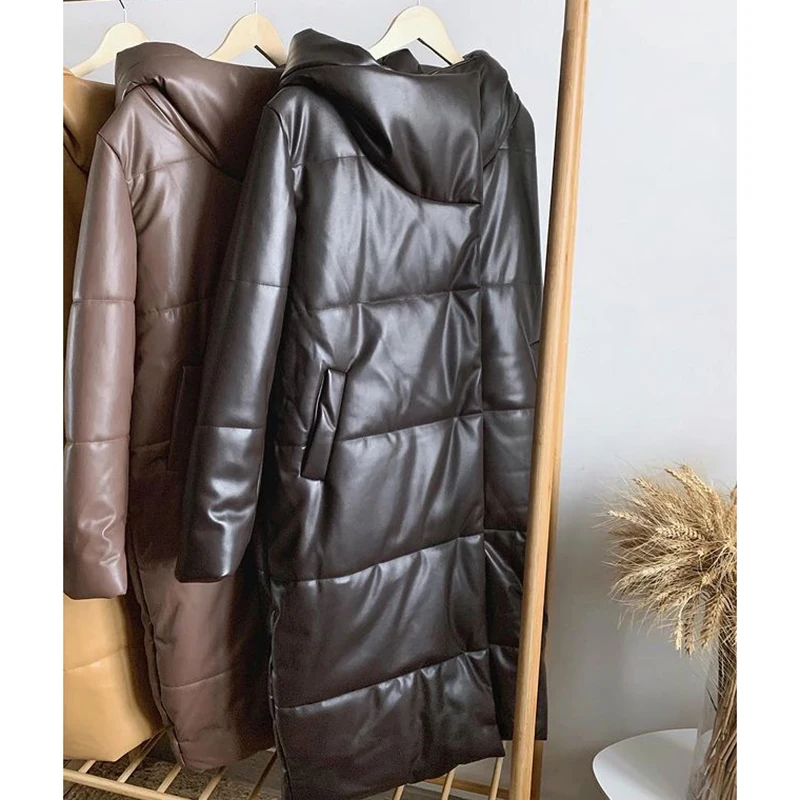 Модные Простые зимние парки с капюшоном женские элегантные длинные пальто из