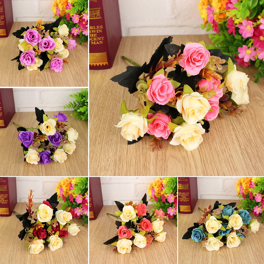 Искусственные цветы букет розы на 10 головок свадебные искусственные для